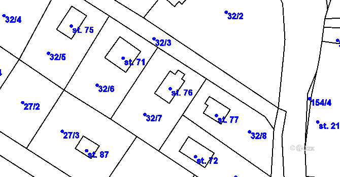 Parcela st. 76 v KÚ Sudějov, Katastrální mapa