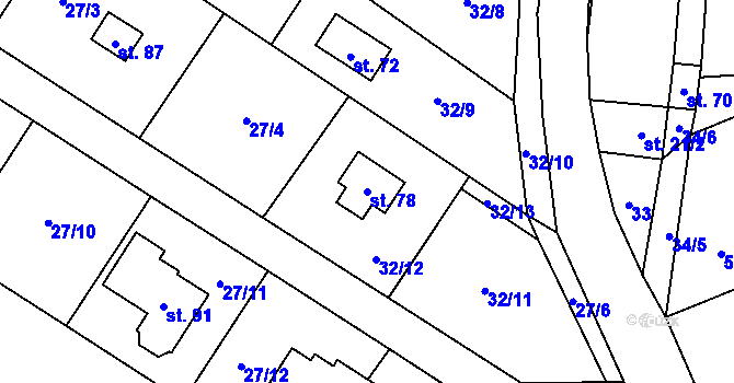 Parcela st. 78 v KÚ Sudějov, Katastrální mapa