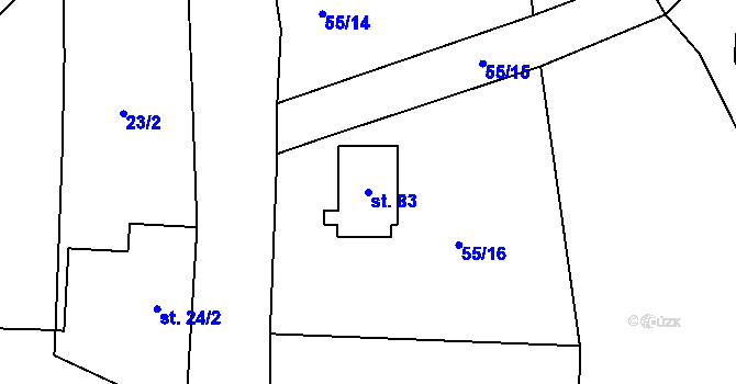 Parcela st. 83 v KÚ Sudějov, Katastrální mapa