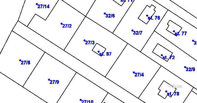 Parcela st. 87 v KÚ Sudějov, Katastrální mapa