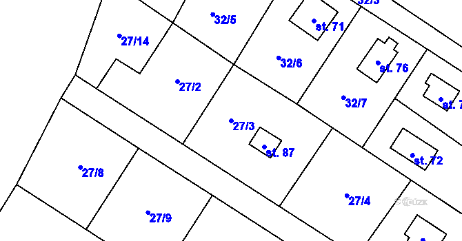 Parcela st. 27/3 v KÚ Sudějov, Katastrální mapa