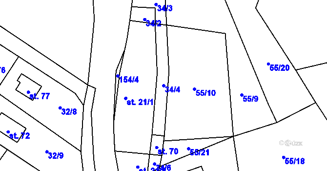 Parcela st. 34/4 v KÚ Sudějov, Katastrální mapa