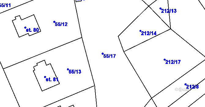 Parcela st. 55/17 v KÚ Sudějov, Katastrální mapa