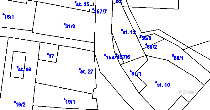 Parcela st. 154/1 v KÚ Sudějov, Katastrální mapa