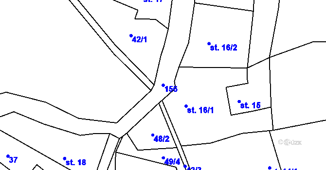 Parcela st. 156 v KÚ Sudějov, Katastrální mapa