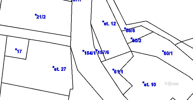 Parcela st. 157/6 v KÚ Sudějov, Katastrální mapa