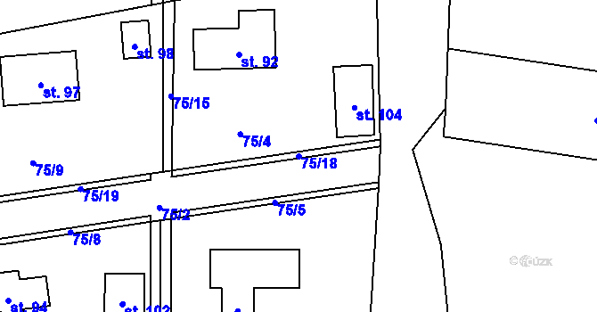Parcela st. 75/18 v KÚ Sudějov, Katastrální mapa
