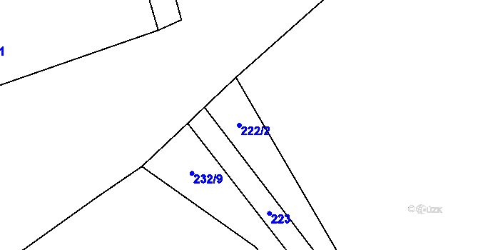 Parcela st. 222/2 v KÚ Sudějov, Katastrální mapa
