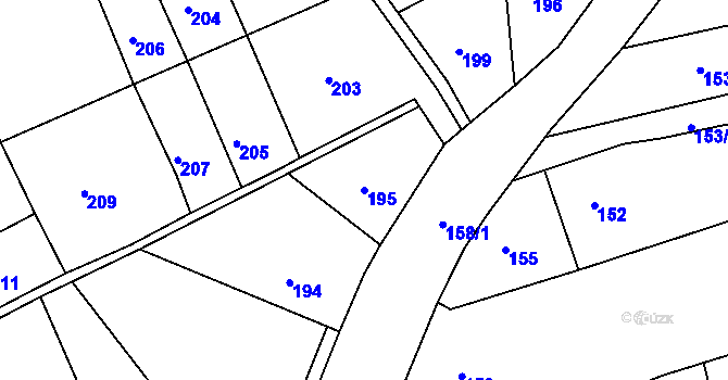 Parcela st. 195 v KÚ Sudice u Boskovic, Katastrální mapa