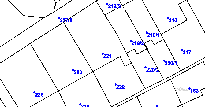 Parcela st. 221 v KÚ Sudice u Boskovic, Katastrální mapa