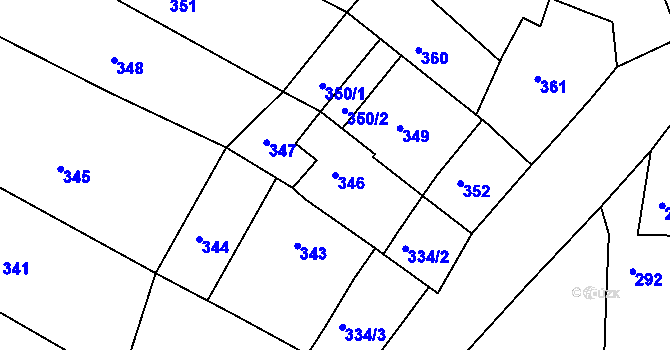Parcela st. 346 v KÚ Sudice u Boskovic, Katastrální mapa