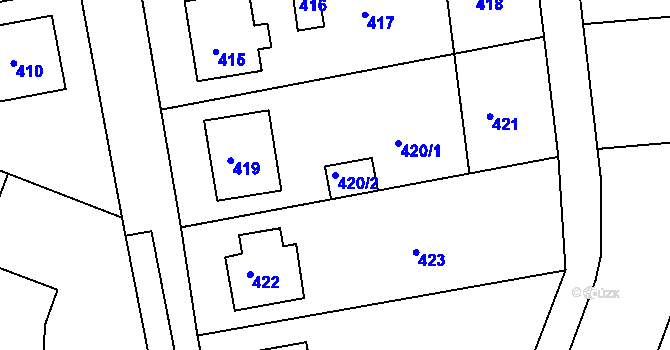 Parcela st. 420/2 v KÚ Sudice u Boskovic, Katastrální mapa