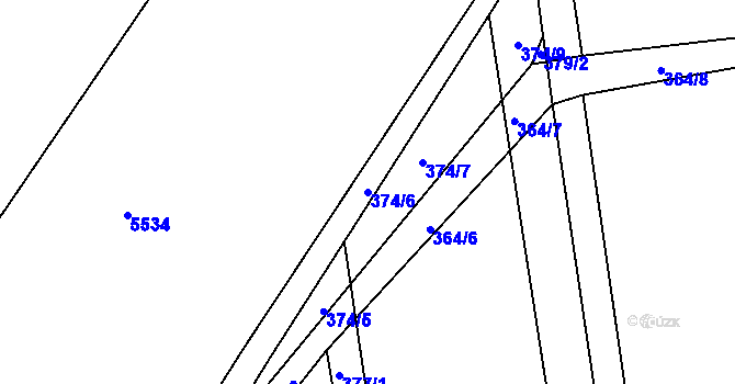 Parcela st. 374/6 v KÚ Sudice u Boskovic, Katastrální mapa