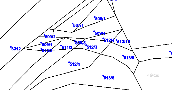 Parcela st. 512/3 v KÚ Sudice u Boskovic, Katastrální mapa