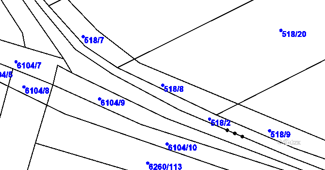 Parcela st. 518/8 v KÚ Sudice u Boskovic, Katastrální mapa