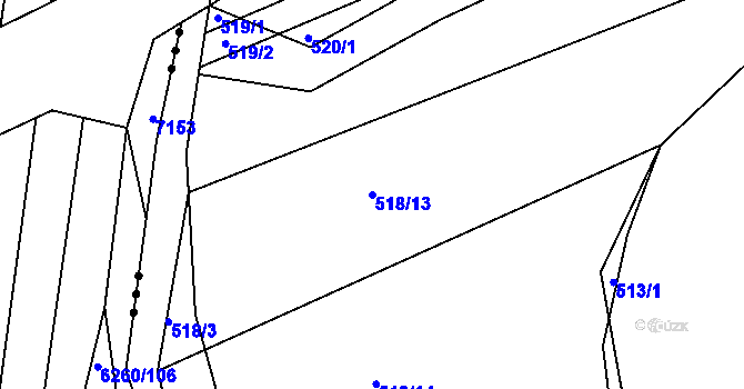 Parcela st. 518/13 v KÚ Sudice u Boskovic, Katastrální mapa