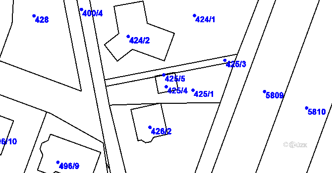 Parcela st. 425/4 v KÚ Sudice u Boskovic, Katastrální mapa