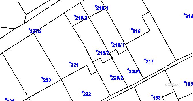 Parcela st. 218/2 v KÚ Sudice u Boskovic, Katastrální mapa