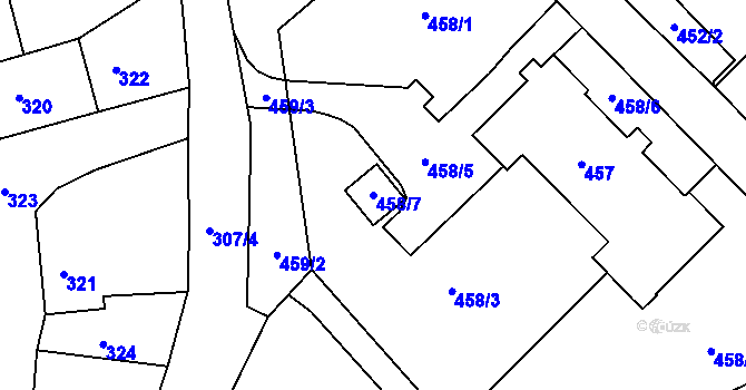 Parcela st. 458/7 v KÚ Sudice u Boskovic, Katastrální mapa