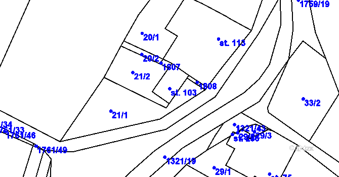 Parcela st. 103 v KÚ Sudice u Náměště nad Oslavou, Katastrální mapa