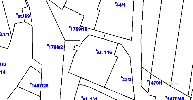 Parcela st. 116 v KÚ Sudice u Náměště nad Oslavou, Katastrální mapa
