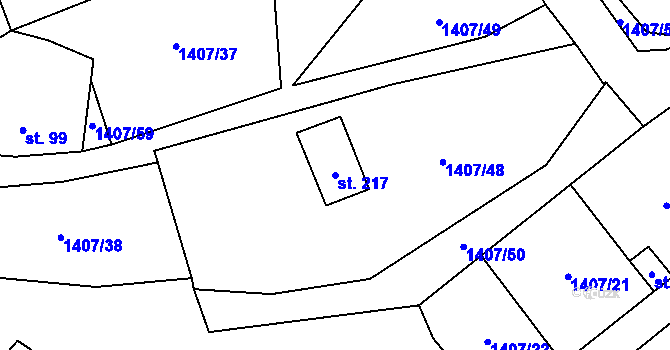 Parcela st. 217 v KÚ Sudice u Náměště nad Oslavou, Katastrální mapa