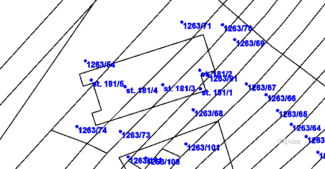 Parcela st. 181/3 v KÚ Sudice u Náměště nad Oslavou, Katastrální mapa