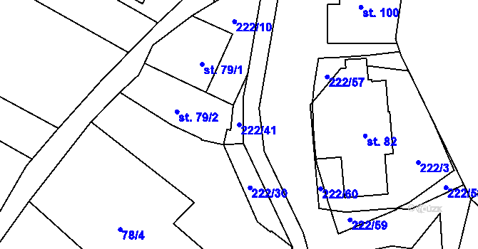 Parcela st. 222/41 v KÚ Sudice u Náměště nad Oslavou, Katastrální mapa