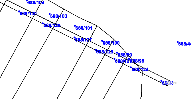 Parcela st. 688/126 v KÚ Sudice u Náměště nad Oslavou, Katastrální mapa