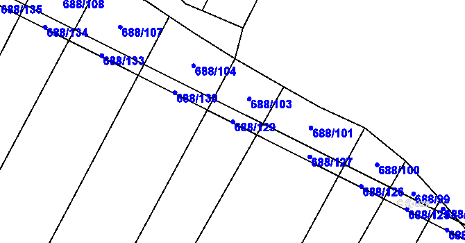 Parcela st. 688/129 v KÚ Sudice u Náměště nad Oslavou, Katastrální mapa