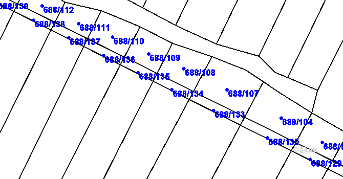 Parcela st. 688/134 v KÚ Sudice u Náměště nad Oslavou, Katastrální mapa