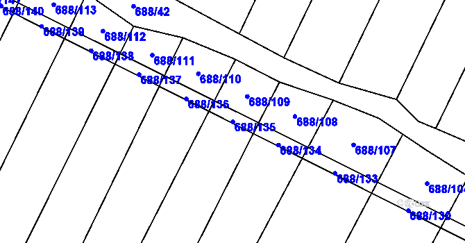 Parcela st. 688/135 v KÚ Sudice u Náměště nad Oslavou, Katastrální mapa
