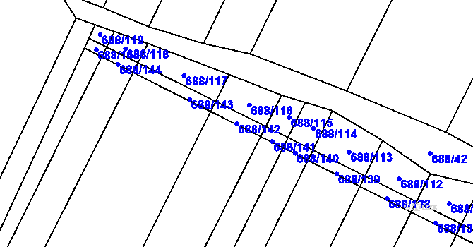 Parcela st. 688/142 v KÚ Sudice u Náměště nad Oslavou, Katastrální mapa