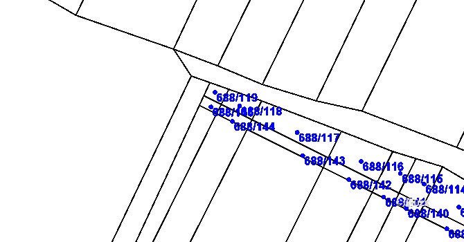 Parcela st. 688/144 v KÚ Sudice u Náměště nad Oslavou, Katastrální mapa