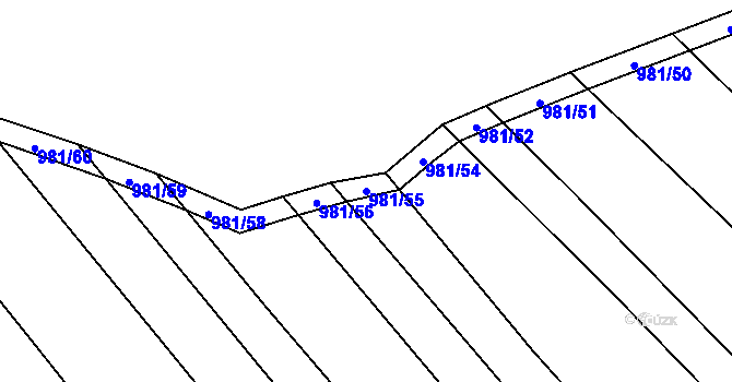 Parcela st. 981/55 v KÚ Sudice u Náměště nad Oslavou, Katastrální mapa