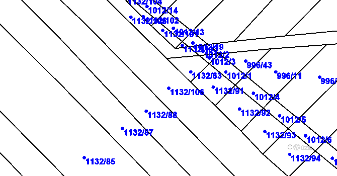 Parcela st. 1132/106 v KÚ Sudice u Náměště nad Oslavou, Katastrální mapa