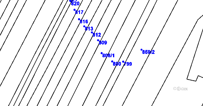 Parcela st. 808/1 v KÚ Sudice u Náměště nad Oslavou, Katastrální mapa