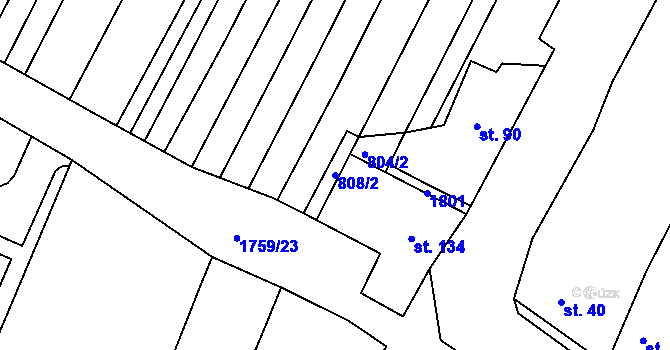 Parcela st. 808/2 v KÚ Sudice u Náměště nad Oslavou, Katastrální mapa