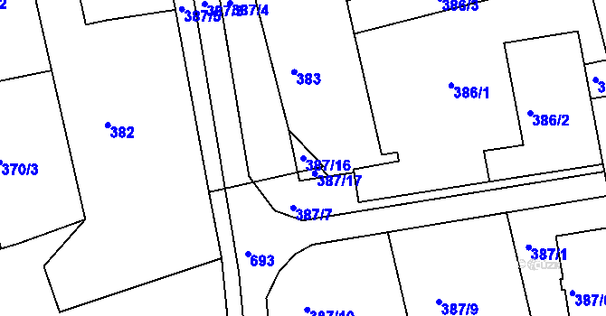 Parcela st. 387/16 v KÚ Sudice, Katastrální mapa