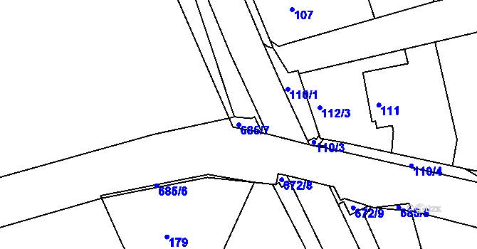 Parcela st. 685/7 v KÚ Sudice, Katastrální mapa