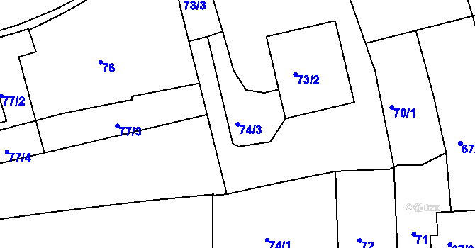 Parcela st. 74/3 v KÚ Sudice, Katastrální mapa