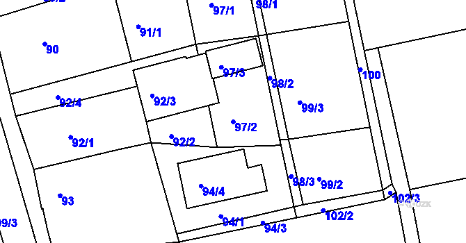 Parcela st. 97/2 v KÚ Sudice, Katastrální mapa