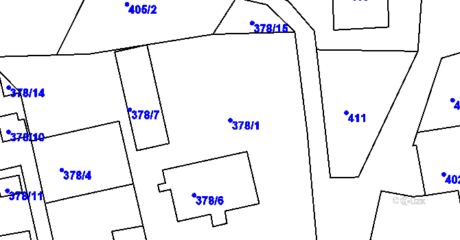 Parcela st. 378/1 v KÚ Sudice, Katastrální mapa