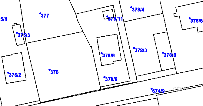 Parcela st. 378/9 v KÚ Sudice, Katastrální mapa