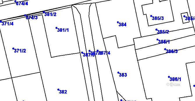 Parcela st. 387/4 v KÚ Sudice, Katastrální mapa