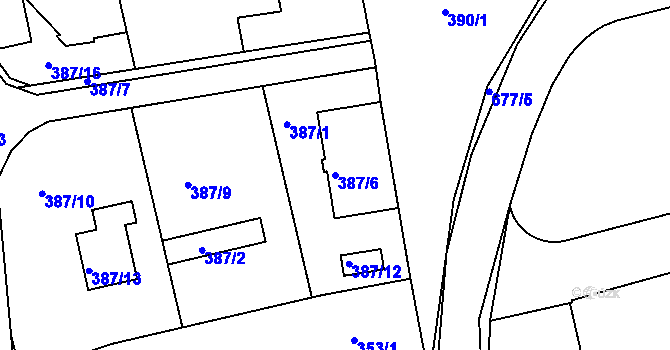 Parcela st. 387/6 v KÚ Sudice, Katastrální mapa