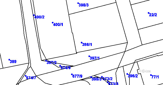 Parcela st. 398/1 v KÚ Sudice, Katastrální mapa