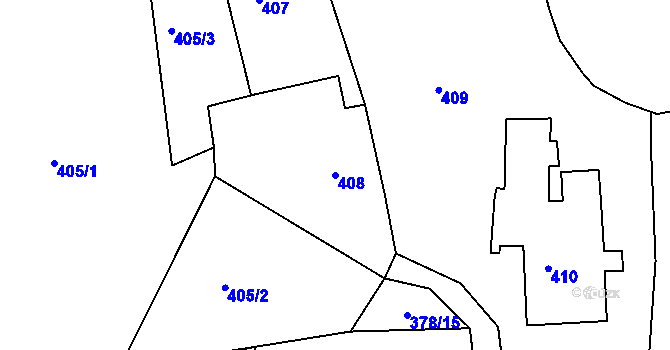 Parcela st. 408 v KÚ Sudice, Katastrální mapa