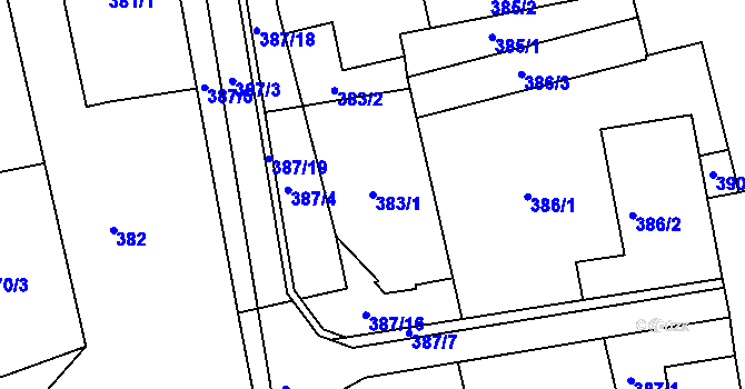 Parcela st. 383/1 v KÚ Sudice, Katastrální mapa