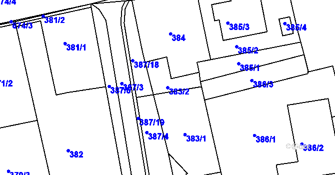 Parcela st. 383/2 v KÚ Sudice, Katastrální mapa